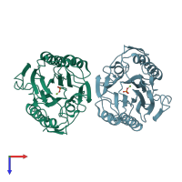 PDB entry 3i48 coloured by chain, top view.