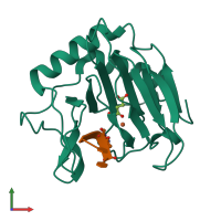Hetero dimeric assembly 1 of PDB entry 3i49 coloured by chemically distinct molecules, front view.