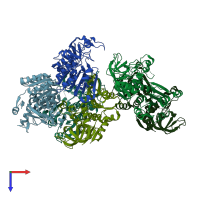 PDB entry 3i4c coloured by chain, top view.