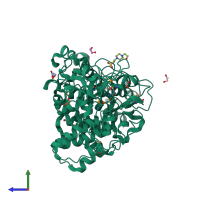 PDB entry 3i4g coloured by chain, side view.