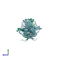 PDB entry 3i4i coloured by chain, side view.