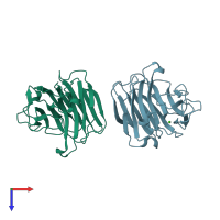 PDB entry 3i4i coloured by chain, top view.