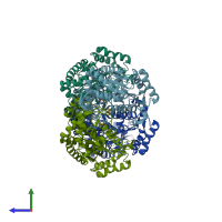 PDB entry 3i4j coloured by chain, side view.