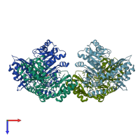 PDB entry 3i4j coloured by chain, top view.