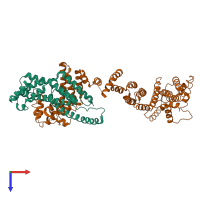 PDB entry 3i4r coloured by chain, top view.