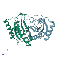 PDB entry 3i4s coloured by chain, top view.