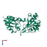 PDB entry 3i4t coloured by chain, top view.