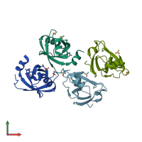 PDB entry 3i4w coloured by chain, front view.