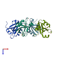 PDB entry 3i4w coloured by chain, top view.