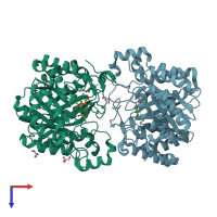 PDB entry 3i4z coloured by chain, top view.