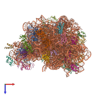 PDB entry 3i56 coloured by chain, top view.