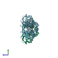 PDB entry 3i58 coloured by chain, side view.