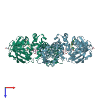 PDB entry 3i58 coloured by chain, top view.