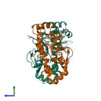 PDB entry 3i59 coloured by chain, side view.