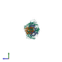 PDB entry 3i5i coloured by chain, side view.