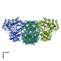 PDB entry 3i5k coloured by chain, top view.