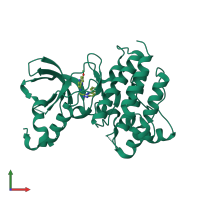 PDB entry 3i5n coloured by chain, front view.