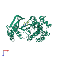 PDB entry 3i5n coloured by chain, top view.