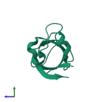 Monomeric assembly 4 of PDB entry 3i5s coloured by chemically distinct molecules, side view.