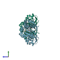 PDB entry 3i5u coloured by chain, side view.