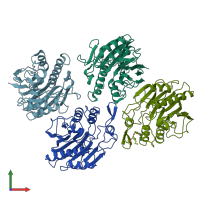 PDB entry 3i5v coloured by chain, front view.