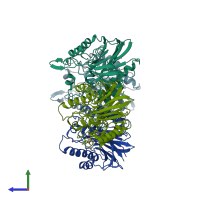 PDB entry 3i5v coloured by chain, side view.