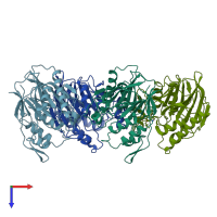 PDB entry 3i5v coloured by chain, top view.