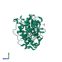 PDB entry 3i60 coloured by chain, side view.