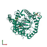 PDB entry 3i65 coloured by chain, front view.