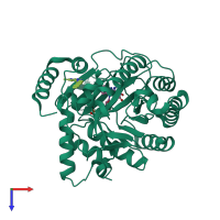 PDB entry 3i68 coloured by chain, top view.