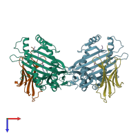 PDB entry 3i6k coloured by chain, top view.