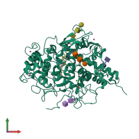PDB entry 3i6n coloured by chain, front view.