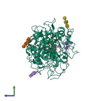 PDB entry 3i6n coloured by chain, side view.