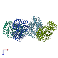 PDB entry 3i6t coloured by chain, top view.