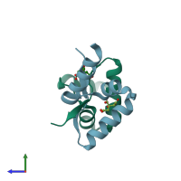 PDB entry 3i71 coloured by chain, side view.