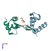 PDB entry 3i71 coloured by chain, top view.