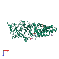 PDB entry 3i73 coloured by chain, top view.