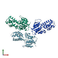 PDB entry 3i76 coloured by chain, front view.