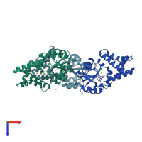 PDB entry 3i76 coloured by chain, top view.