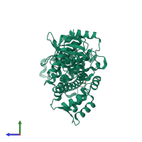 PDB entry 3i79 coloured by chain, side view.