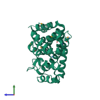 PDB entry 3i7a coloured by chain, side view.