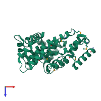 PDB entry 3i7a coloured by chain, top view.