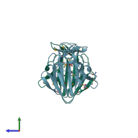 PDB entry 3i7d coloured by chain, side view.