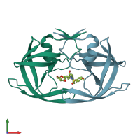 PDB entry 3i7e coloured by chain, front view.