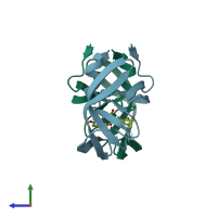 PDB entry 3i7e coloured by chain, side view.