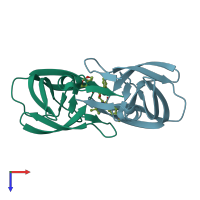 PDB entry 3i7e coloured by chain, top view.