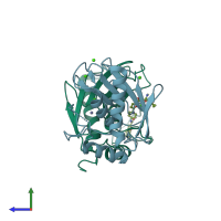 PDB entry 3i7i coloured by chain, side view.