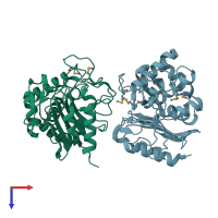 PDB entry 3i7j coloured by chain, top view.