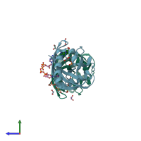 PDB entry 3i7v coloured by chain, side view.