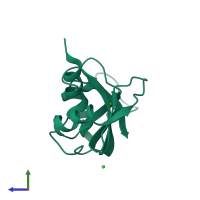 PDB entry 3i7w coloured by chain, side view.